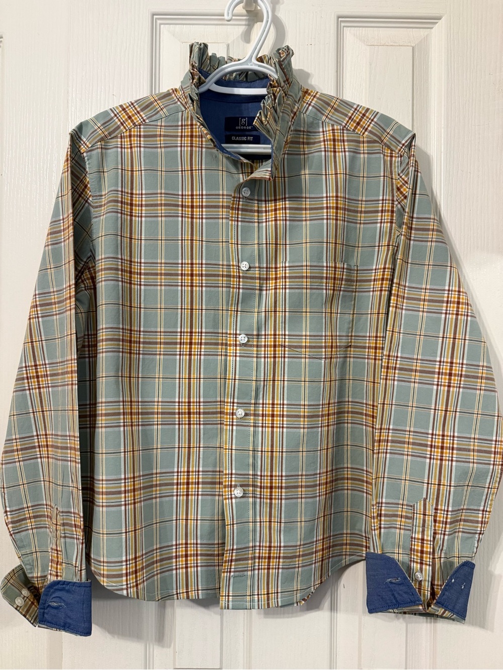 Classic Fit Plaid Button-Up Shirt - Green Plaid